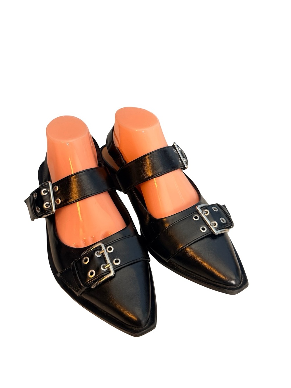 Wild Fable Peyton Black Pointed Mary Jane Flats with Buckle Detail women size 11